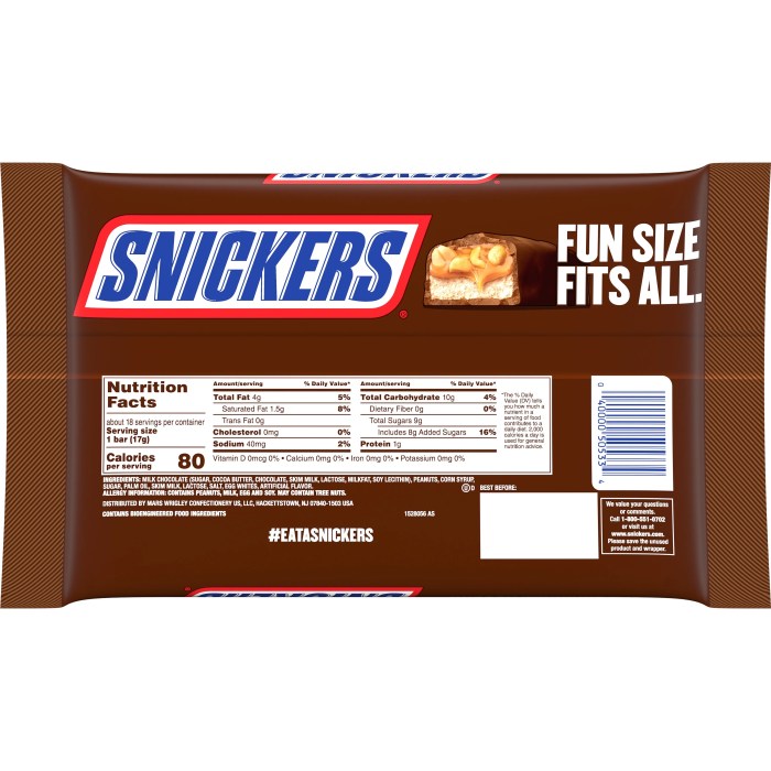 Mini snickers nutrition facts