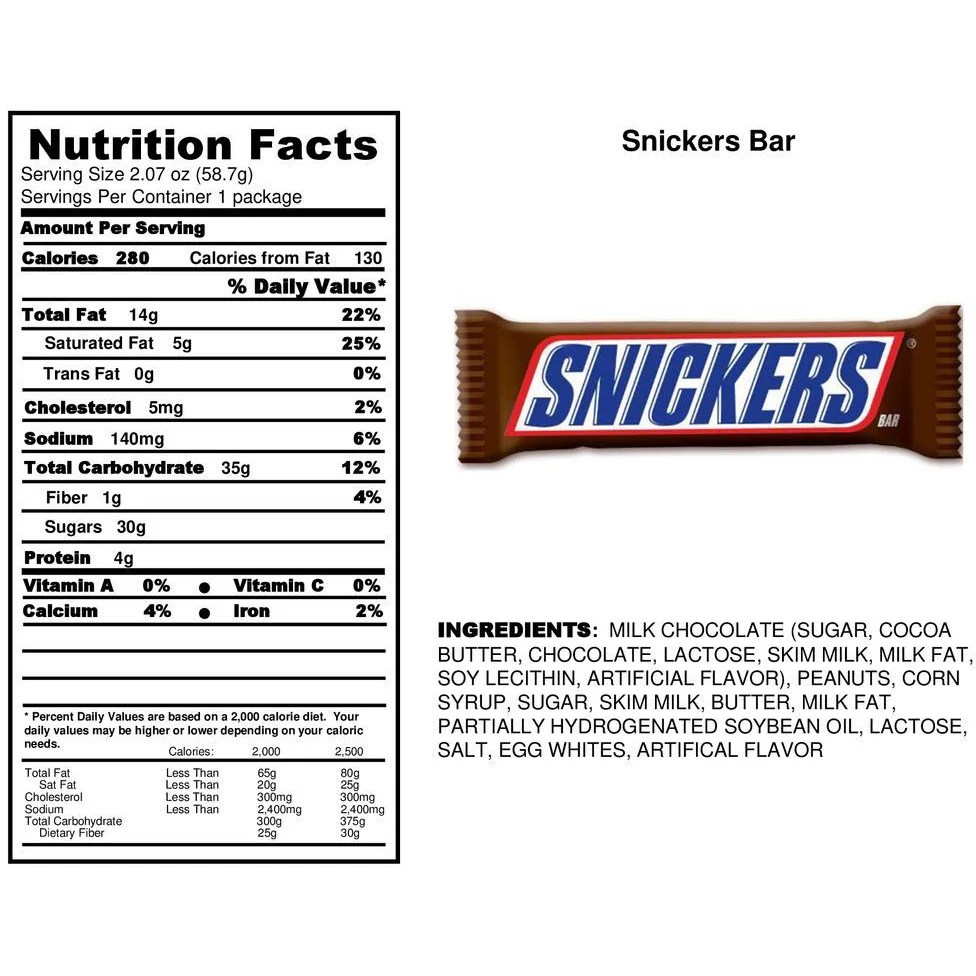 Snickers almond ftempo nutritional